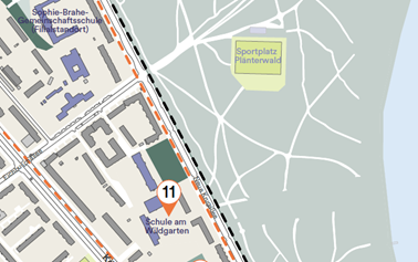 Ausschnitt aus LZQ-Maßnahmenplan; Verortung der Schule am Wildgarten © STERN GmbH 2025